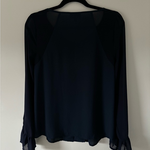 ModCloth navy top medium sheer sleeves - Picture 4 of 6
